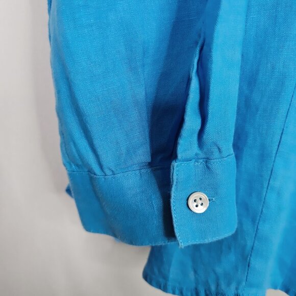 J. JILL LOVE LINEN Button Up Down Shirt Top BLUE size XL Long Sleeve Preppy 100% - Picture 6 of 8